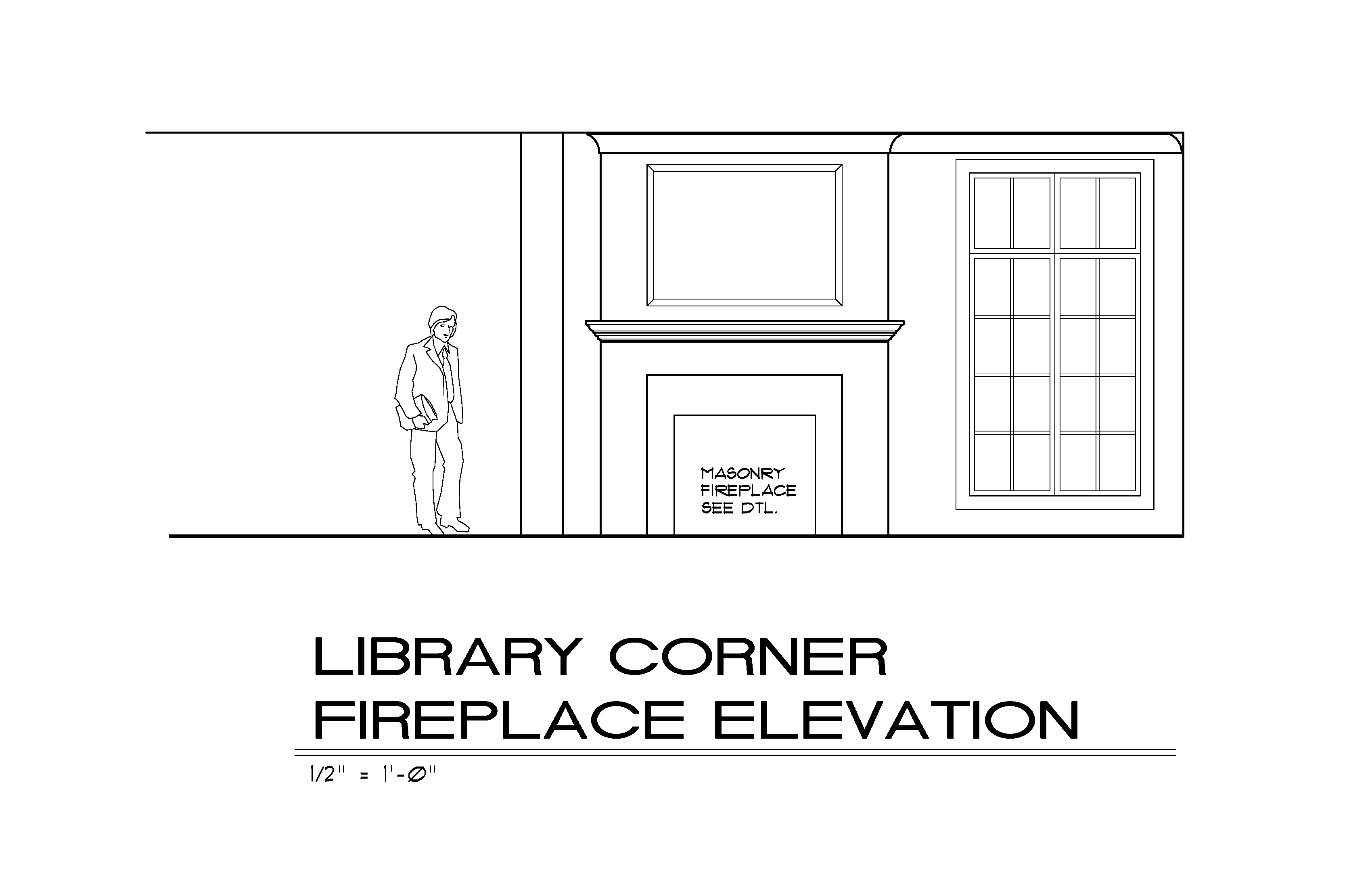 Library Corner Fireplace Elevation