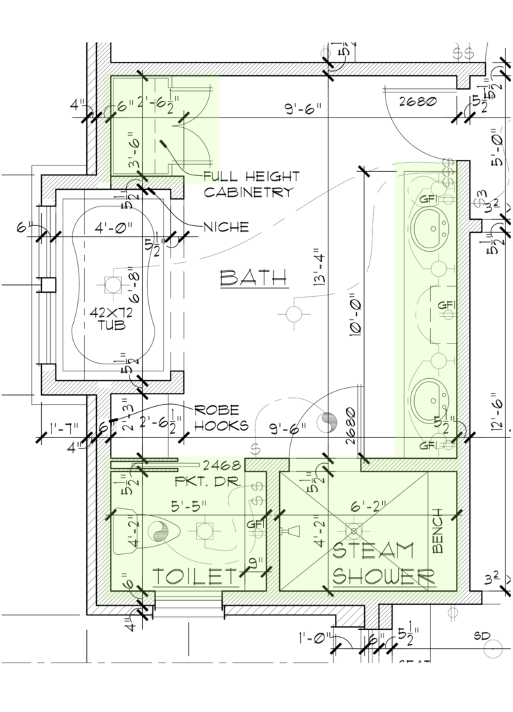 Optimized luxury bathroom floor plan showing a completed custom residential redesign and architectural layout by Lavish Interiors.