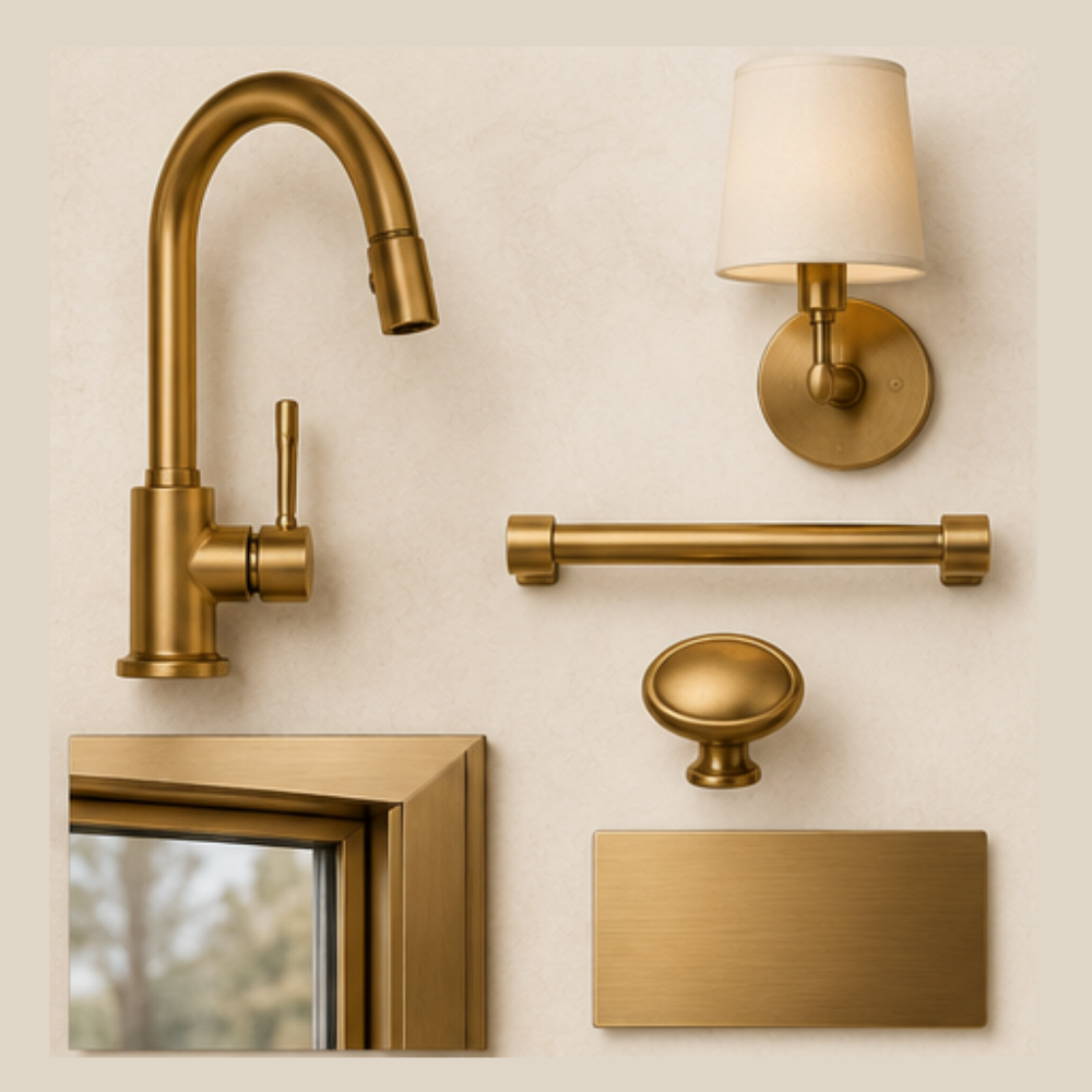Mixed brass metal finish direction and plumbing selections by Lavish Interiors and More