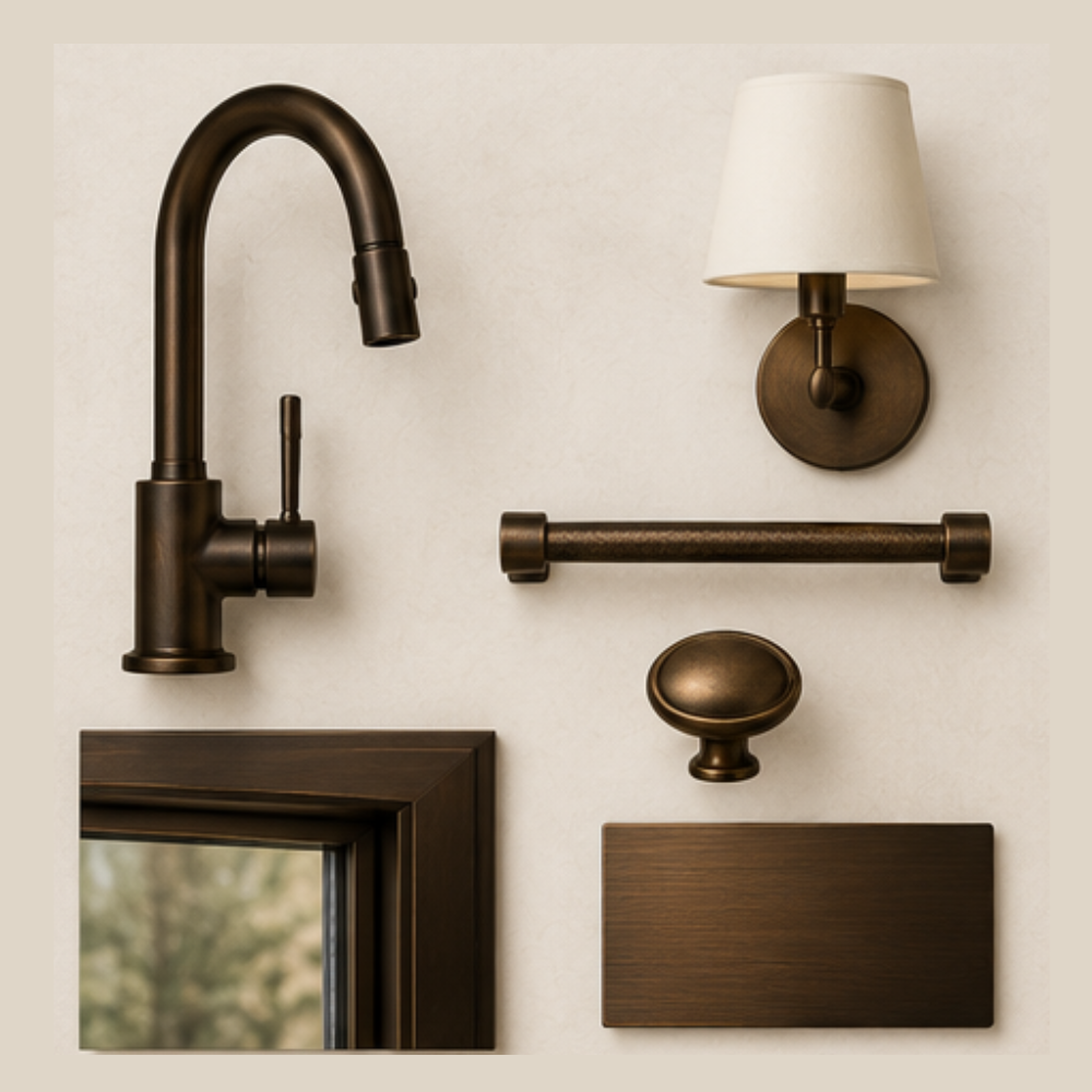 Bronze and oil-rubbed bronze metal finish direction by Lavish Interiors and More