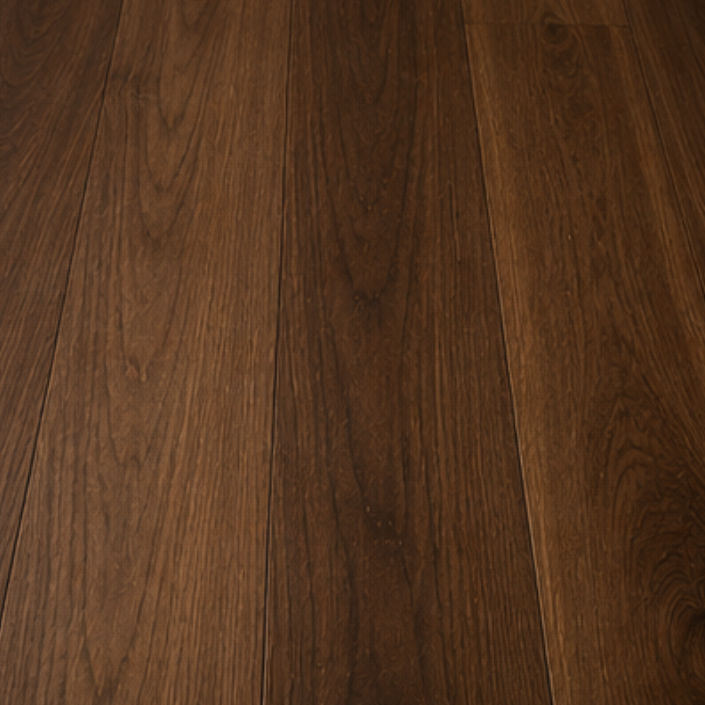 Luxury walnut hardwood flooring in rich chocolate brown by Lavish Interiors and More